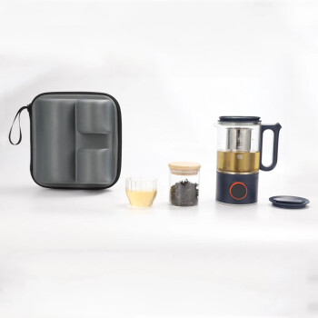 韩国现代（HYUNDAI）养生杯 迷你养生壶办公室花茶壶黑茶mini煮茶器多功能玻璃小型煮茶杯电热杯 蓝色礼盒款