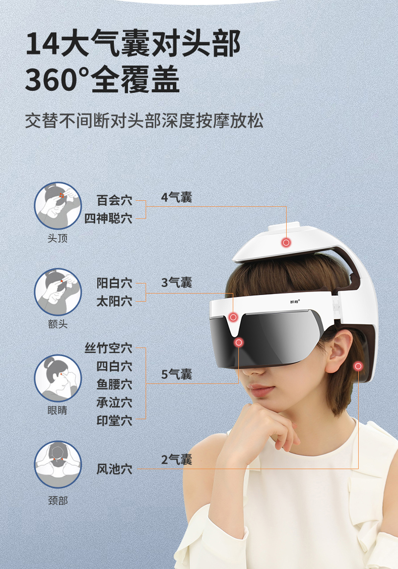 huawei hilink凯胜头部按摩器睡眠仪智能头眼颈部按摩头皮头部按摩仪