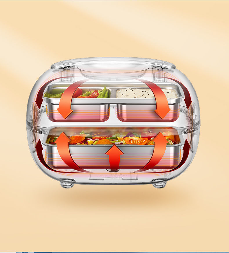 美的(midea)捣蛋鬼加热饭盒可插电保温电热蒸煮便携快速加热双层304