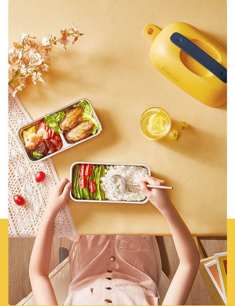 美的(midea)捣蛋鬼加热饭盒可插电保温电热蒸煮便携快速加热双层304