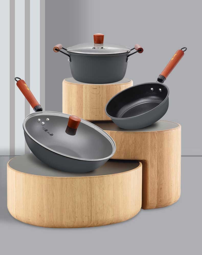 张小泉点金锅具三件套炒锅汤锅煎锅家用套装c35453000电磁炉禁用